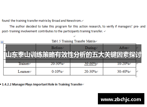 山东泰山训练策略有效性分析的五大关键因素探讨
